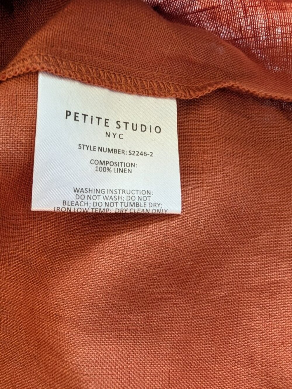 Petite Studio 100% Linen Antoine Blouse Oversize Shirt Top Rust Orange Size S - Picture 5 of 10